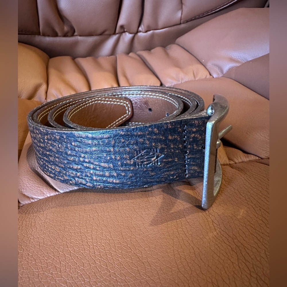 Vintage Classic Brown Distressed Leather Men's Belt - Size 38 - Picture 2 of 10
